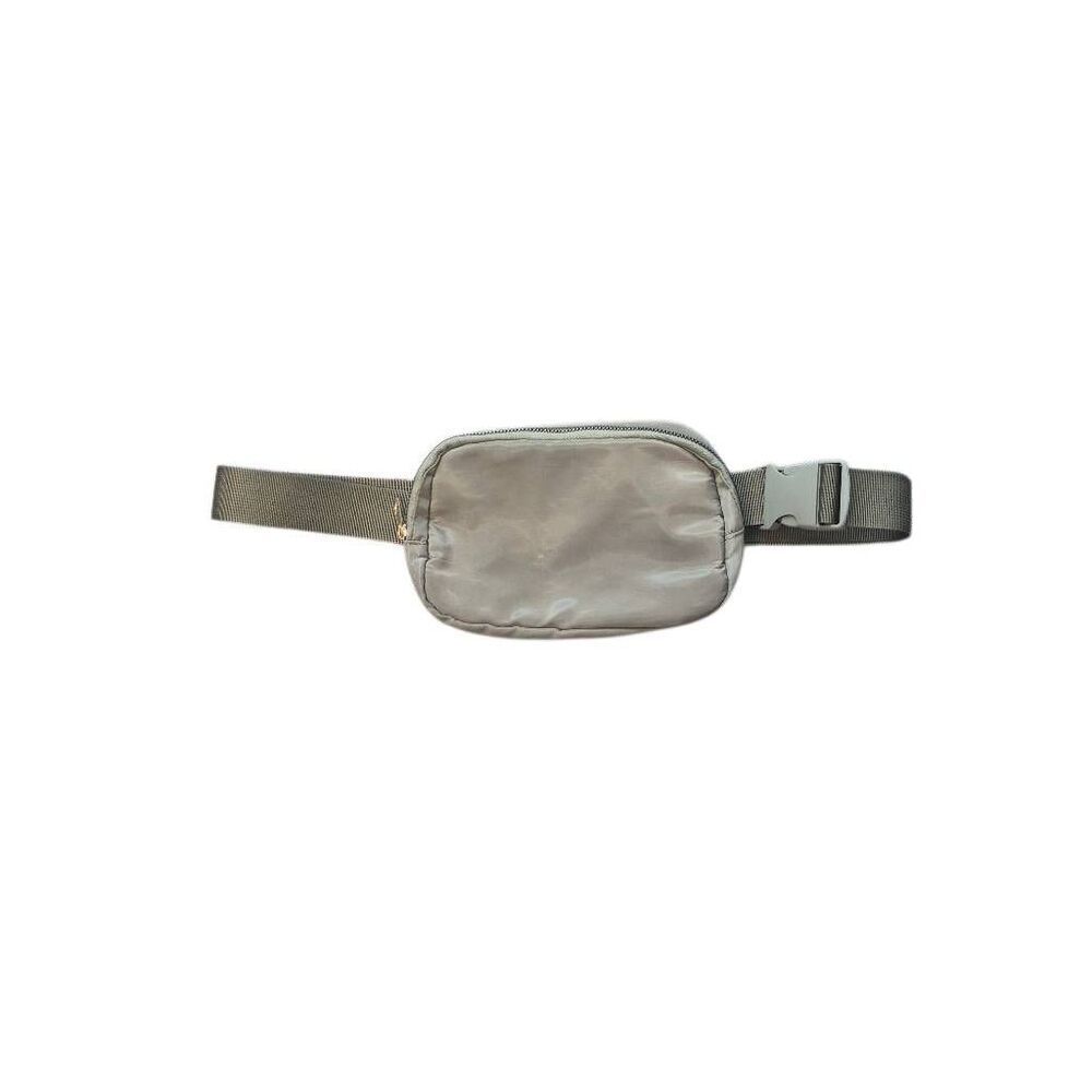 Fanny Pack Khaki Green Nylon w Gold Zipper 8x5"l" Adjustable Belt